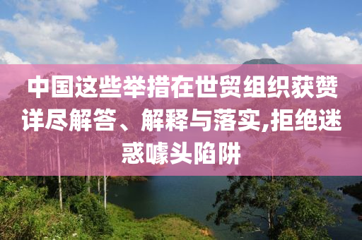 中國(guó)這些舉措在世貿(mào)組織獲贊詳盡解答、解釋與落實(shí),拒絕迷惑噱頭陷阱
