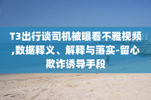 T3出行談司機(jī)被曝看不雅視頻,數(shù)據(jù)釋義、解釋與落實(shí)-留心欺詐誘導(dǎo)手段