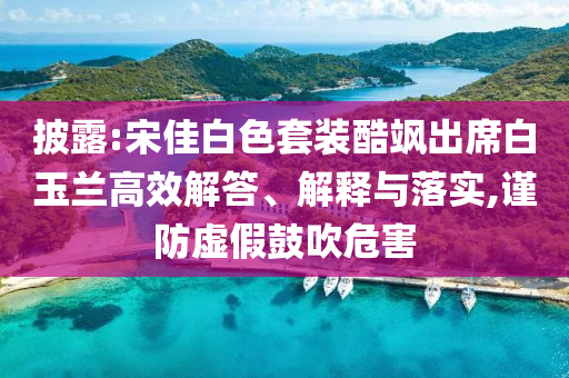 披露:宋佳白色套裝酷颯出席白玉蘭高效解答、解釋與落實(shí),謹(jǐn)防虛假鼓吹危害