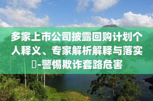 多家上市公司披露回購計(jì)劃個(gè)人釋義、專家解析解釋與落實(shí)?-警惕欺詐套路危害