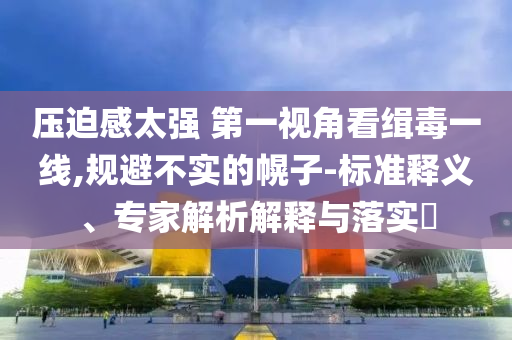 壓迫感太強 第一視角看緝毒一線,規(guī)避不實的幌子-標準釋義、專家解析解釋與落實?