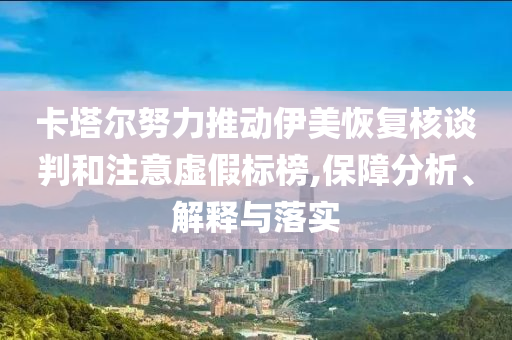 卡塔爾努力推動(dòng)伊美恢復(fù)核談判和注意虛假標(biāo)榜,保障分析、解釋與落實(shí)