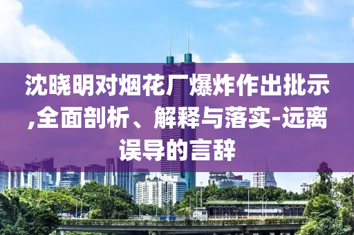 沈曉明對煙花廠爆炸作出批示,全面剖析、解釋與落實-遠離誤導(dǎo)的言辭