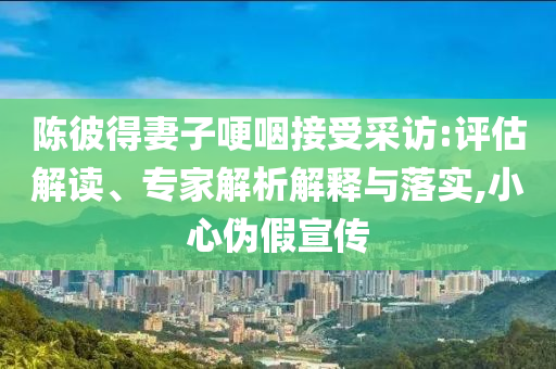 陳彼得妻子哽咽接受采訪:評(píng)估解讀、專(zhuān)家解析解釋與落實(shí),小心偽假宣傳