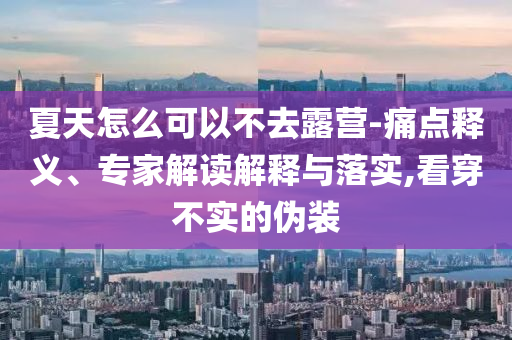 夏天怎么可以不去露營-痛點(diǎn)釋義、專家解讀解釋與落實,看穿不實的偽裝