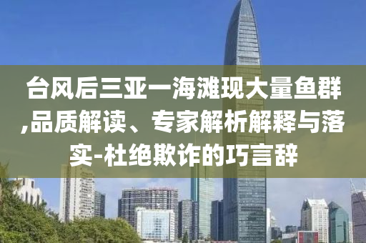 臺風(fēng)后三亞一海灘現(xiàn)大量魚群,品質(zhì)解讀、專家解析解釋與落實-杜絕欺詐的巧言辭