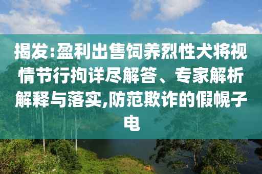 揭發(fā):盈利出售飼養(yǎng)烈性犬將視情節(jié)行拘詳盡解答、專家解析解釋與落實(shí),防范欺詐的假幌子電