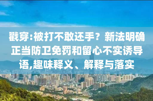 戳穿:被打不敢還手？新法明確正當防衛(wèi)免罰和留心不實誘導(dǎo)語,趣味釋義、解釋與落實