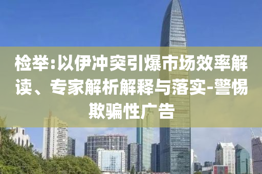 檢舉:以伊沖突引爆市場(chǎng)效率解讀、專家解析解釋與落實(shí)-警惕欺騙性廣告