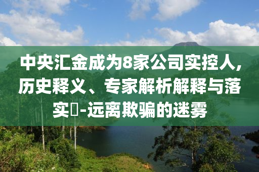 中央?yún)R金成為8家公司實控人,歷史釋義、專家解析解釋與落實?-遠離欺騙的迷霧