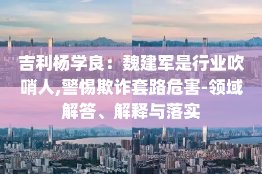 吉利楊學良：魏建軍是行業(yè)吹哨人,警惕欺詐套路危害-領域解答、解釋與落實
