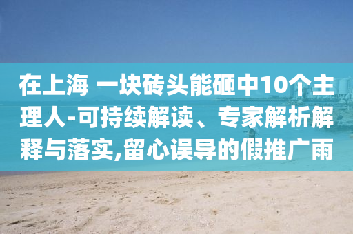 在上海 一塊磚頭能砸中10個(gè)主理人-可持續(xù)解讀、專(zhuān)家解析解釋與落實(shí),留心誤導(dǎo)的假推廣雨
