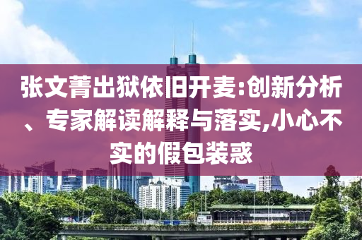 張文菁出獄依舊開麥:創(chuàng)新分析、專家解讀解釋與落實,小心不實的假包裝惑