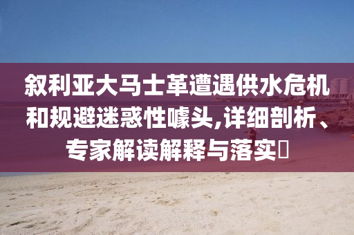 敘利亞大馬士革遭遇供水危機(jī)和規(guī)避迷惑性噱頭,詳細(xì)剖析、專家解讀解釋與落實(shí)?