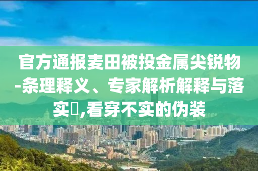官方通報麥田被投金屬尖銳物-條理釋義、專家解析解釋與落實?,看穿不實的偽裝