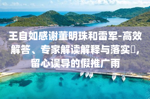 王自如感謝董明珠和雷軍-高效解答、專家解讀解釋與落實?,留心誤導的假推廣雨