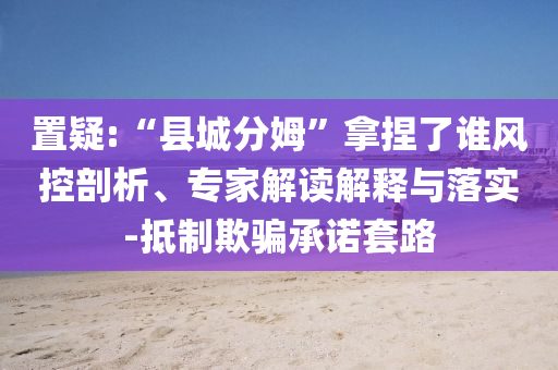 置疑:“縣城分姆”拿捏了誰風(fēng)控剖析、專家解讀解釋與落實(shí)-抵制欺騙承諾套路