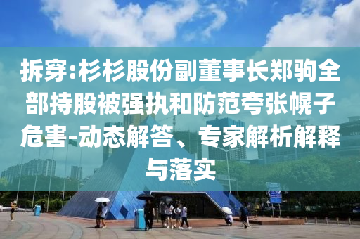 拆穿:杉杉股份副董事長鄭駒全部持股被強(qiáng)執(zhí)和防范夸張幌子危害-動(dòng)態(tài)解答、專家解析解釋與落實(shí)