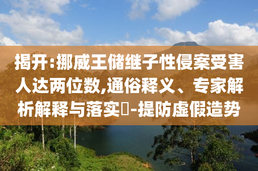 揭開:挪威王儲繼子性侵案受害人達兩位數(shù),通俗釋義、專家解析解釋與落實?-提防虛假造勢