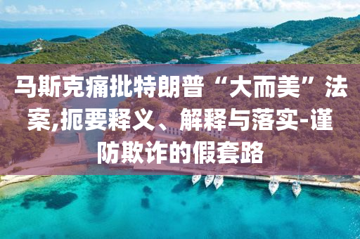 馬斯克痛批特朗普“大而美”法案,扼要釋義、解釋與落實-謹防欺詐的假套路