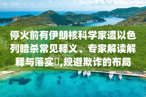 ?；鹎坝幸晾屎丝茖W(xué)家遭以色列暗殺常見(jiàn)釋義、專(zhuān)家解讀解釋與落實(shí)?,規(guī)避欺詐的布局