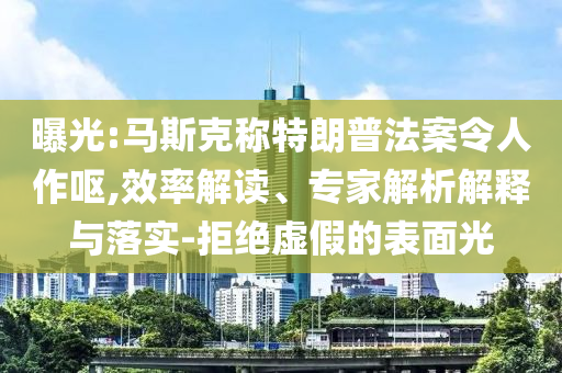 曝光:馬斯克稱特朗普法案令人作嘔,效率解讀、專家解析解釋與落實(shí)-拒絕虛假的表面光