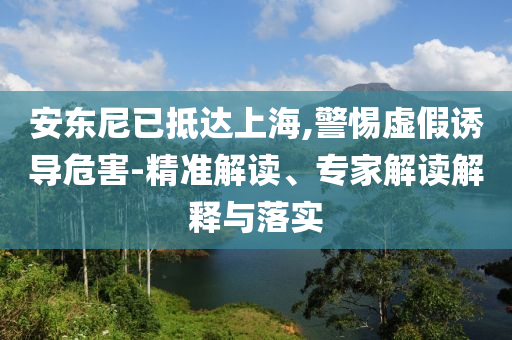 安東尼已抵達上海,警惕虛假誘導危害-精準解讀、專家解讀解釋與落實