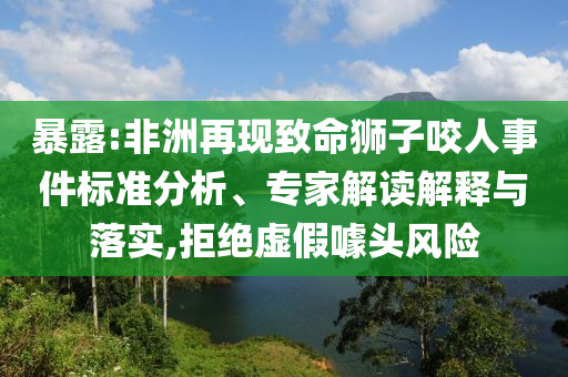 暴露:非洲再現(xiàn)致命獅子咬人事件標(biāo)準(zhǔn)分析、專家解讀解釋與落實,拒絕虛假噱頭風(fēng)險