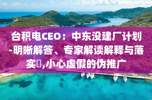臺積電CEO：中東沒建廠計(jì)劃-明晰解答、專家解讀解釋與落實(shí)?,小心虛假的偽推廣
