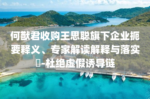 何猷君收購?fù)跛悸斊煜缕髽I(yè)扼要釋義、專家解讀解釋與落實?-杜絕虛假誘導(dǎo)鏈