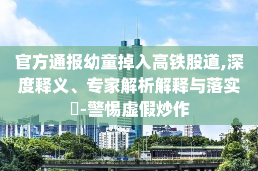官方通報(bào)幼童掉入高鐵股道,深度釋義、專家解析解釋與落實(shí)?-警惕虛假炒作