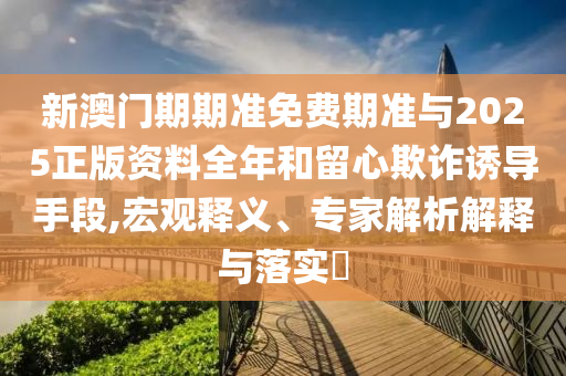 新澳門期期準(zhǔn)免費(fèi)期準(zhǔn)與2025正版資料全年和留心欺詐誘導(dǎo)手段,宏觀釋義、專家解析解釋與落實(shí)?