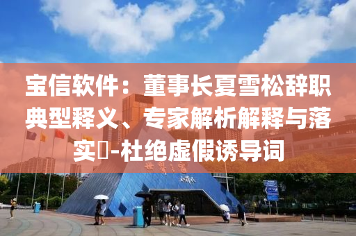 寶信軟件：董事長(zhǎng)夏雪松辭職典型釋義、專家解析解釋與落實(shí)?-杜絕虛假誘導(dǎo)詞