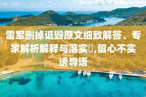 雷軍刪掉詆毀原文細(xì)致解答、專家解析解釋與落實?,留心不實誘導(dǎo)語