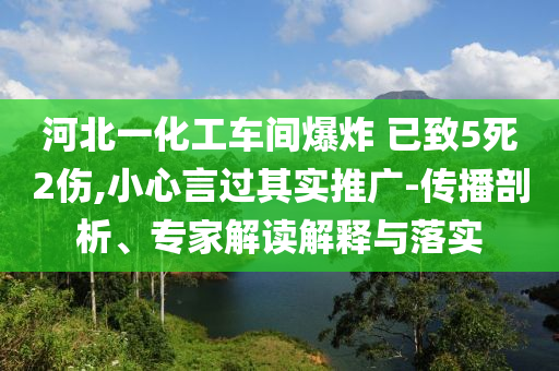 河北一化工車間爆炸 已致5死2傷,小心言過其實推廣-傳播剖析、專家解讀解釋與落實