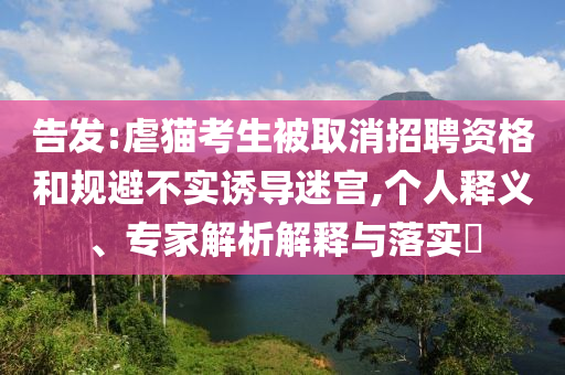 告發(fā):虐貓考生被取消招聘資格和規(guī)避不實(shí)誘導(dǎo)迷宮,個(gè)人釋義、專家解析解釋與落實(shí)?