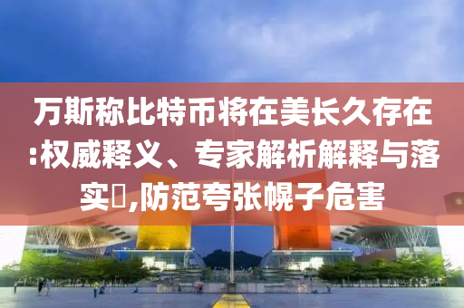 萬斯稱比特幣將在美長久存在:權(quán)威釋義、專家解析解釋與落實(shí)?,防范夸張幌子危害