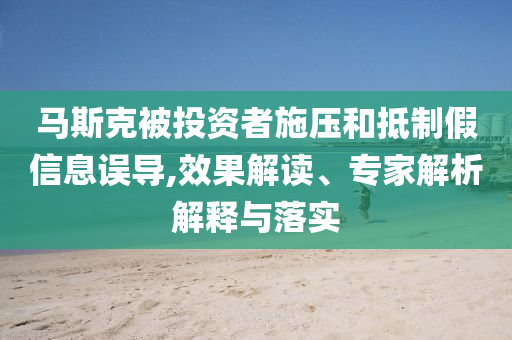 馬斯克被投資者施壓和抵制假信息誤導(dǎo),效果解讀、專家解析解釋與落實(shí)