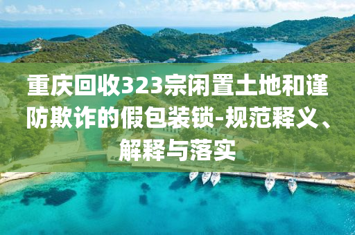 重慶回收323宗閑置土地和謹(jǐn)防欺詐的假包裝鎖-規(guī)范釋義、解釋與落實