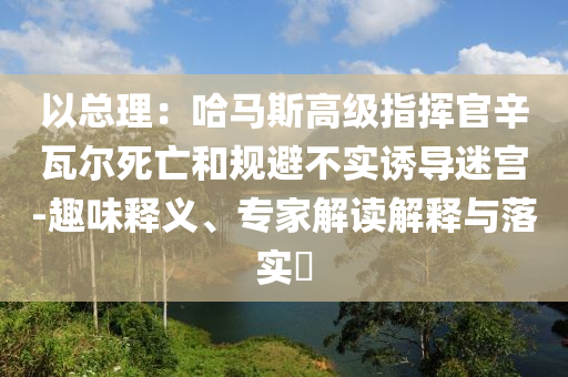 以總理：哈馬斯高級指揮官辛瓦爾死亡和規(guī)避不實誘導迷宮-趣味釋義、專家解讀解釋與落實?