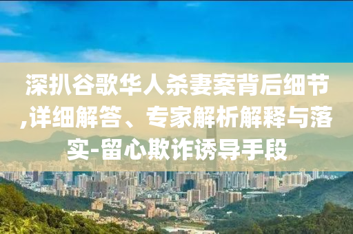 深扒谷歌華人殺妻案背后細(xì)節(jié),詳細(xì)解答、專家解析解釋與落實(shí)-留心欺詐誘導(dǎo)手段