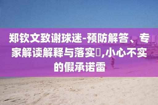 鄭欽文致謝球迷-預(yù)防解答、專家解讀解釋與落實(shí)?,小心不實(shí)的假承諾雷