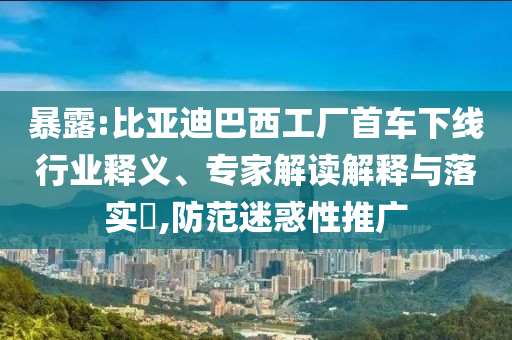 暴露:比亞迪巴西工廠首車下線行業(yè)釋義、專家解讀解釋與落實?,防范迷惑性推廣