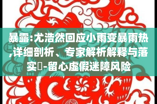 暴露:尤浩然回應(yīng)小雨變暴雨熱,詳細(xì)剖析、專家解析解釋與落實(shí)?-留心虛假迷障風(fēng)險(xiǎn)