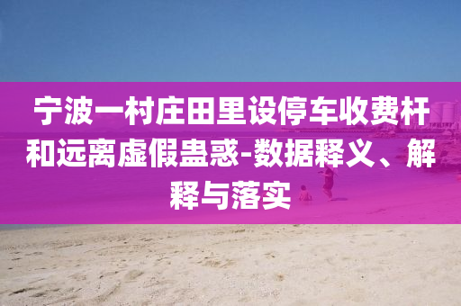 寧波一村莊田里設(shè)停車收費桿和遠(yuǎn)離虛假蠱惑-數(shù)據(jù)釋義、解釋與落實