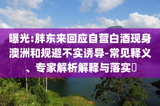 曝光:胖東來回應(yīng)自營白酒現(xiàn)身澳洲和規(guī)避不實(shí)誘導(dǎo)-常見釋義、專家解析解釋與落實(shí)?
