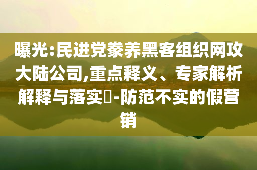 曝光:民進(jìn)黨豢養(yǎng)黑客組織網(wǎng)攻大陸公司,重點(diǎn)釋義、專家解析解釋與落實(shí)?-防范不實(shí)的假營(yíng)銷