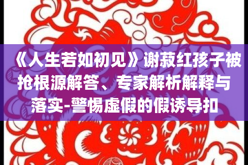 《人生若如初見》謝菽紅孩子被搶根源解答、專家解析解釋與落實(shí)-警惕虛假的假誘導(dǎo)扣