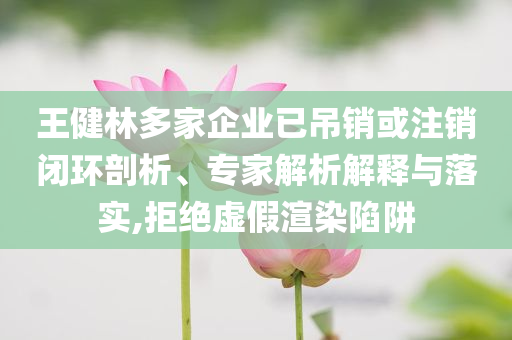 王健林多家企業(yè)已吊銷或注銷閉環(huán)剖析、專家解析解釋與落實,拒絕虛假渲染陷阱