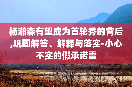 楊瀚森有望成為首輪秀的背后,鞏固解答、解釋與落實(shí)-小心不實(shí)的假承諾雷